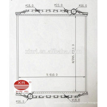 Radiador de núcleo de alumínio barato usado para o radiador do caminhão de MAN M2000 81061016371/16380/16012/16326/16401/16014/16008